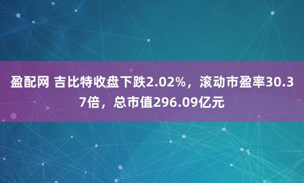 盈配网 吉比特收盘下跌2.02%，滚动市盈率30.37倍，总市值296.09亿元