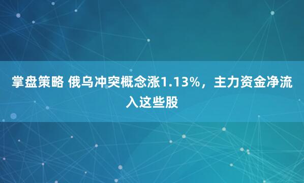 掌盘策略 俄乌冲突概念涨1.13%，主力资金净流入这些股